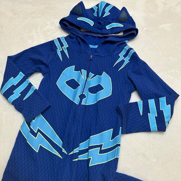 Blue PJ Masks One Piece Pajamas sz 3T Hooded PJ Masks Pajamas - Picture 10 of 11